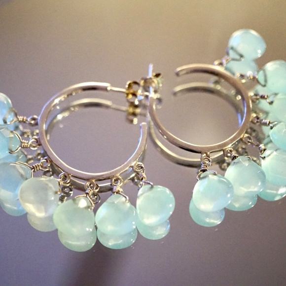 Sterling 20ct Genuine Aquamarine Earrings - Picture 4 of 8